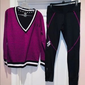 VS PINK BERRY/BLACK LEGGING SET SZ-MED OVERALL